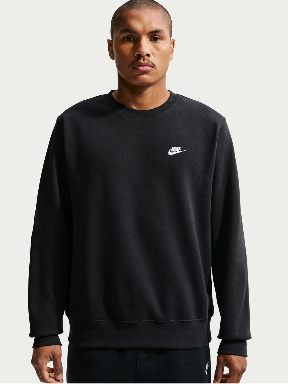 Nike Men’s Black Crewneck Sweatshirt with White Swoosh